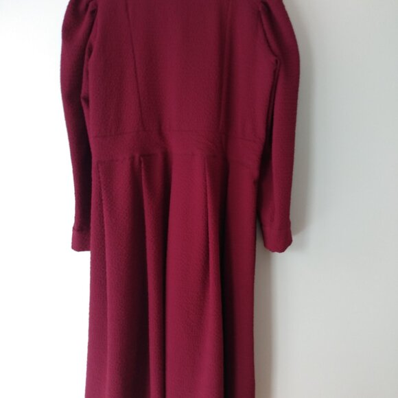Mennonite Dress 41" Bust 36" Waist Old Colony Cape Bodice Stretchy Burgundy - Picture 10 of 12
